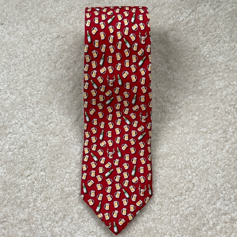 Vineyard Vines Red Nose Reinbeer Tie Red Christmas Party Men's Holiday